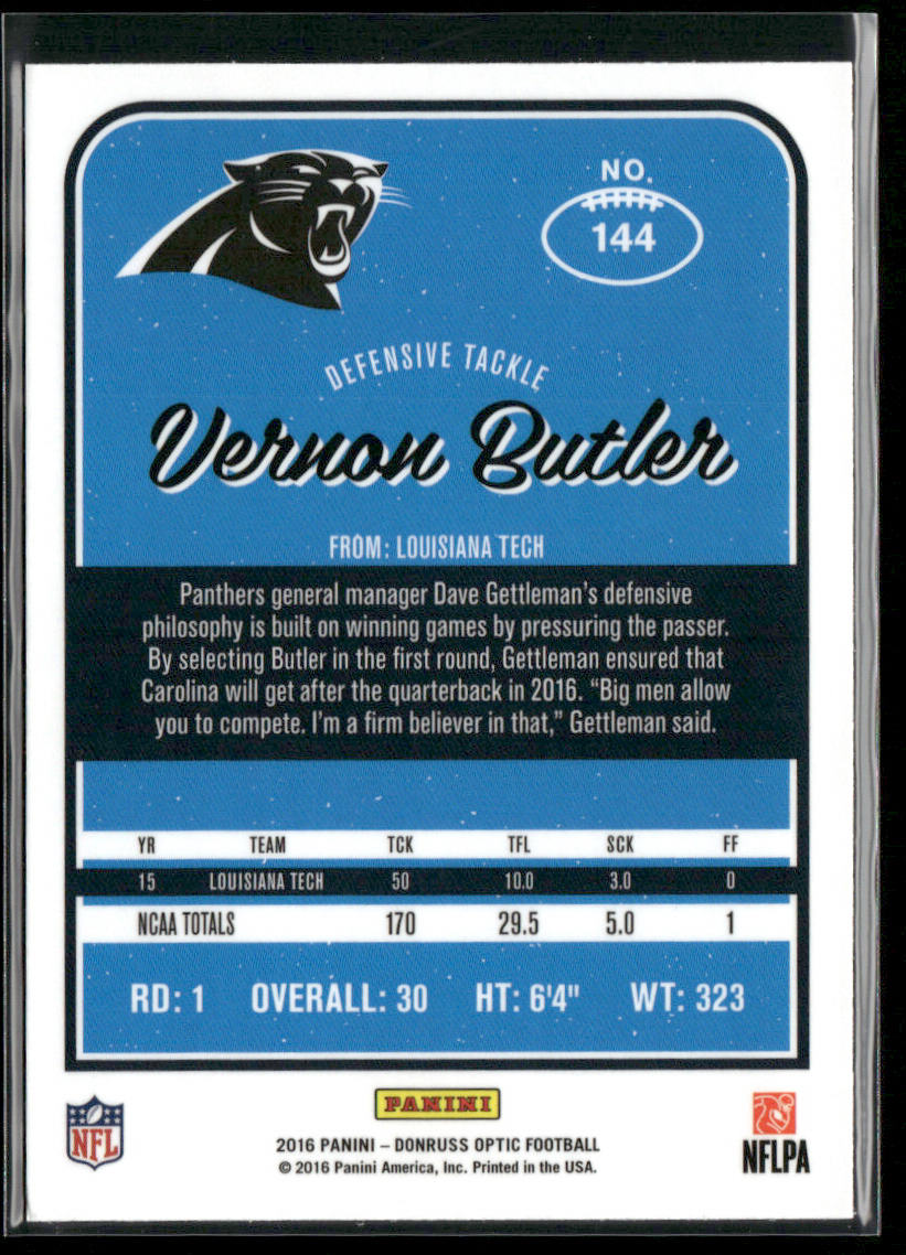 Vernon Butler 2016 Donruss Optic #144 RC Carolina Panthers