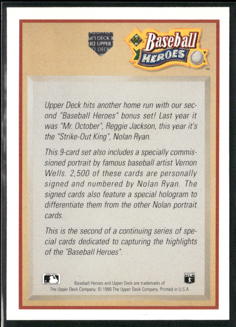 Header Card 1991 Upper Deck Baseball Heroes: Nolan Ryan #NNO