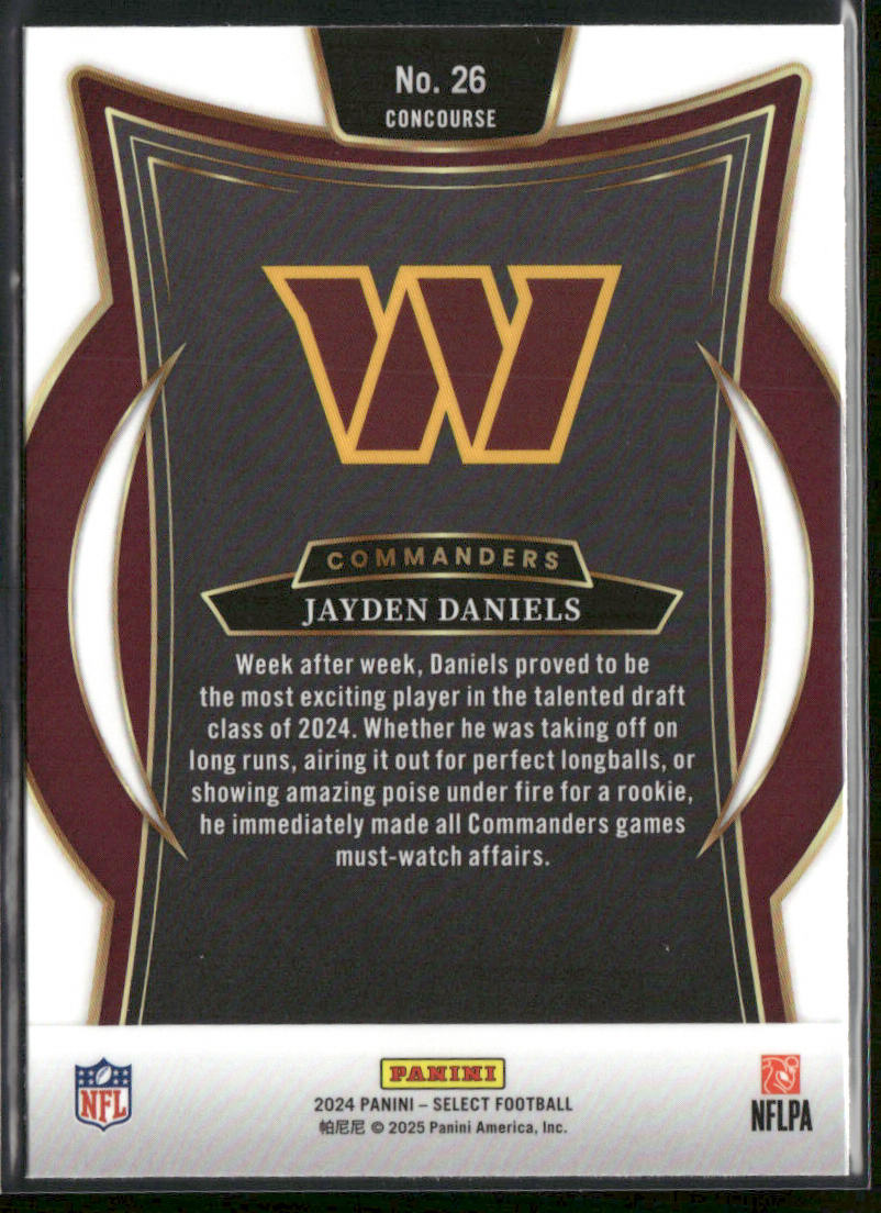Jayden Daniels 2024 Panini Select #26 RC Washington Commanders