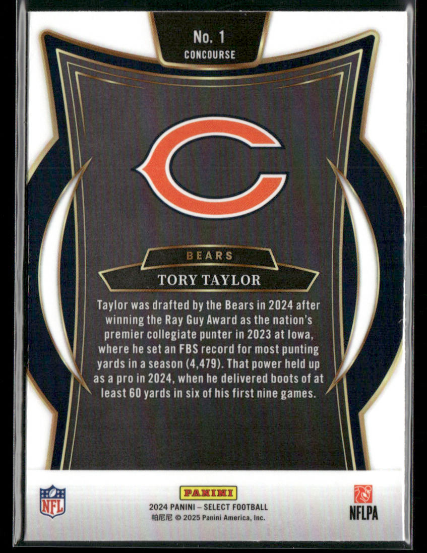 Tory Taylor 2024 Panini Select #1 RC Chicago Bears