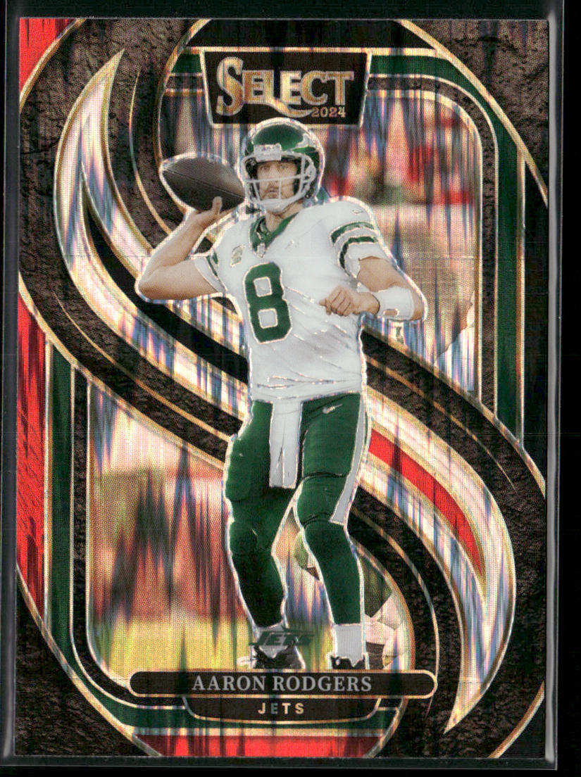 Aaron Rodgers 2024 Panini Select Black & Red Prizm Shock #126 New York Jets
