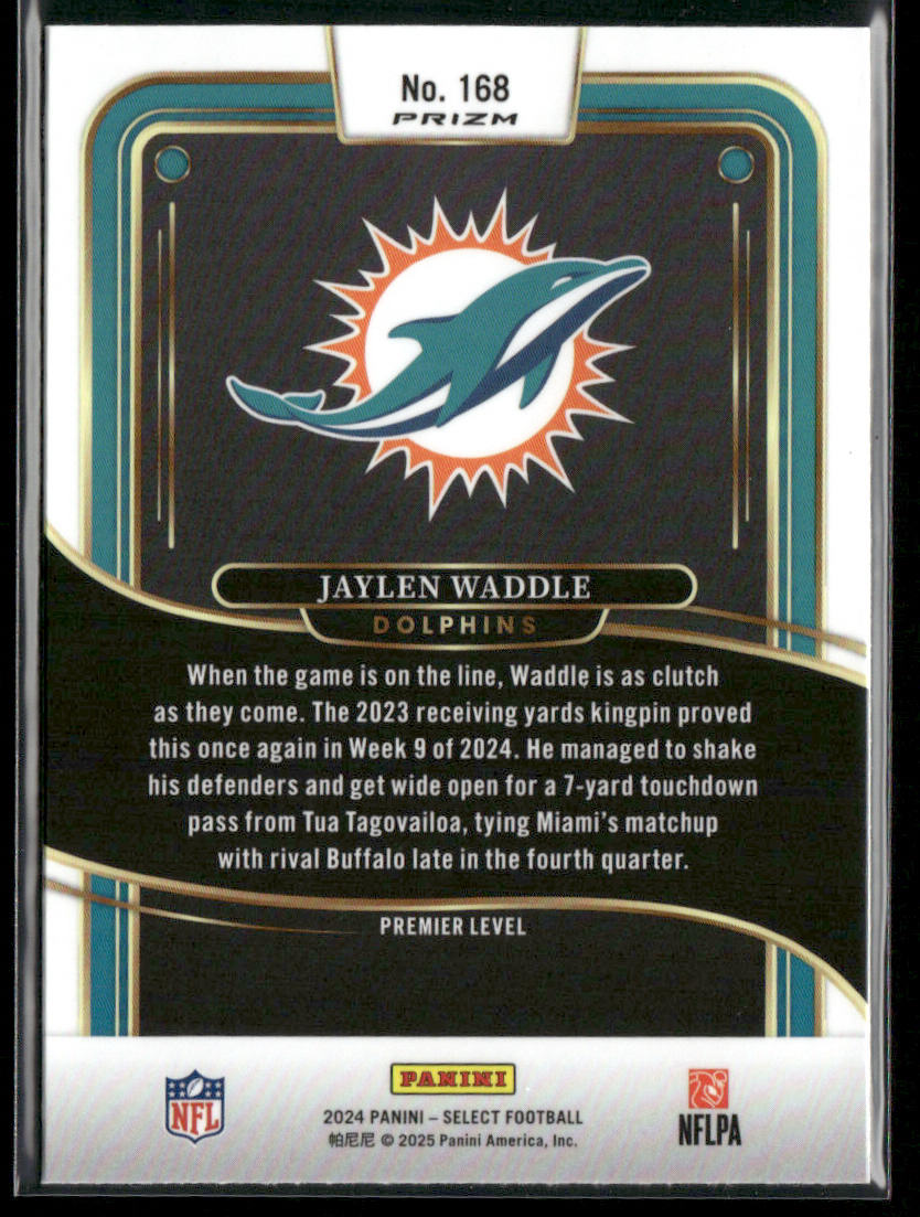 Jaylen Waddle 2024 Panini Select Black & Red Prizm Shock #168 Miami Dolphins