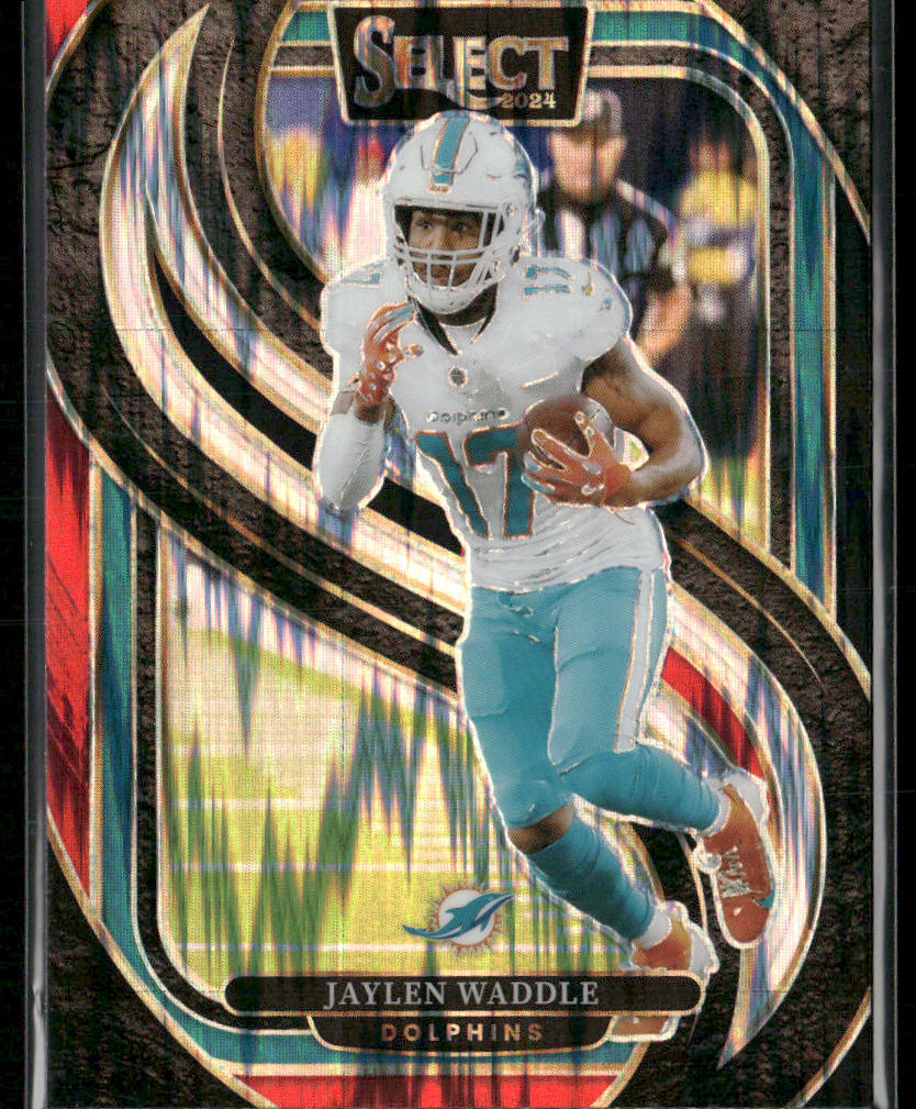 Jaylen Waddle 2024 Panini Select Black & Red Prizm Shock #168 Miami Dolphins
