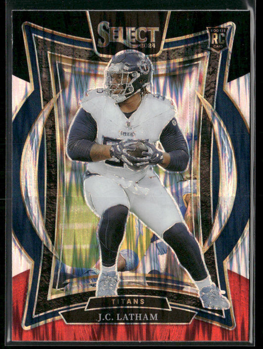 J.C. Latham 2024 Panini Select Black & Red Prizm Shock #11 RC Tennessee Titans