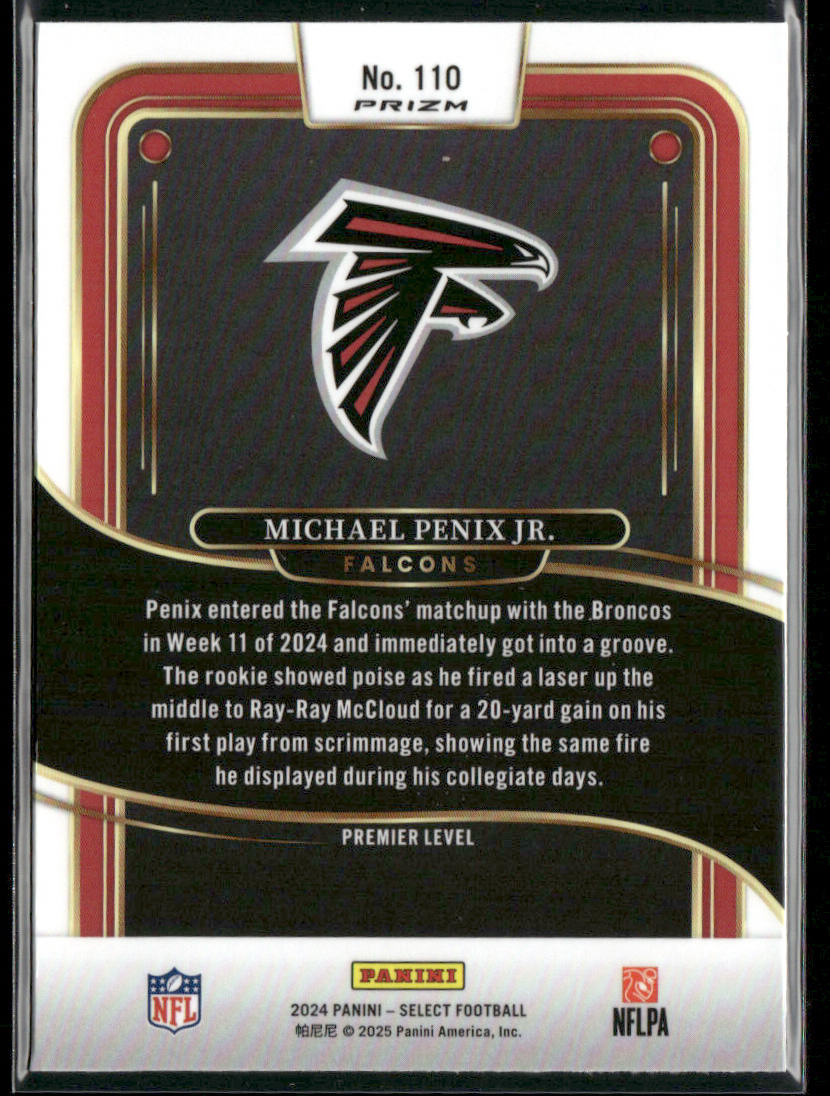 Michael Penix Jr. 2024 Panini Select Black & Red Prizm Shock #110 RC Falcons