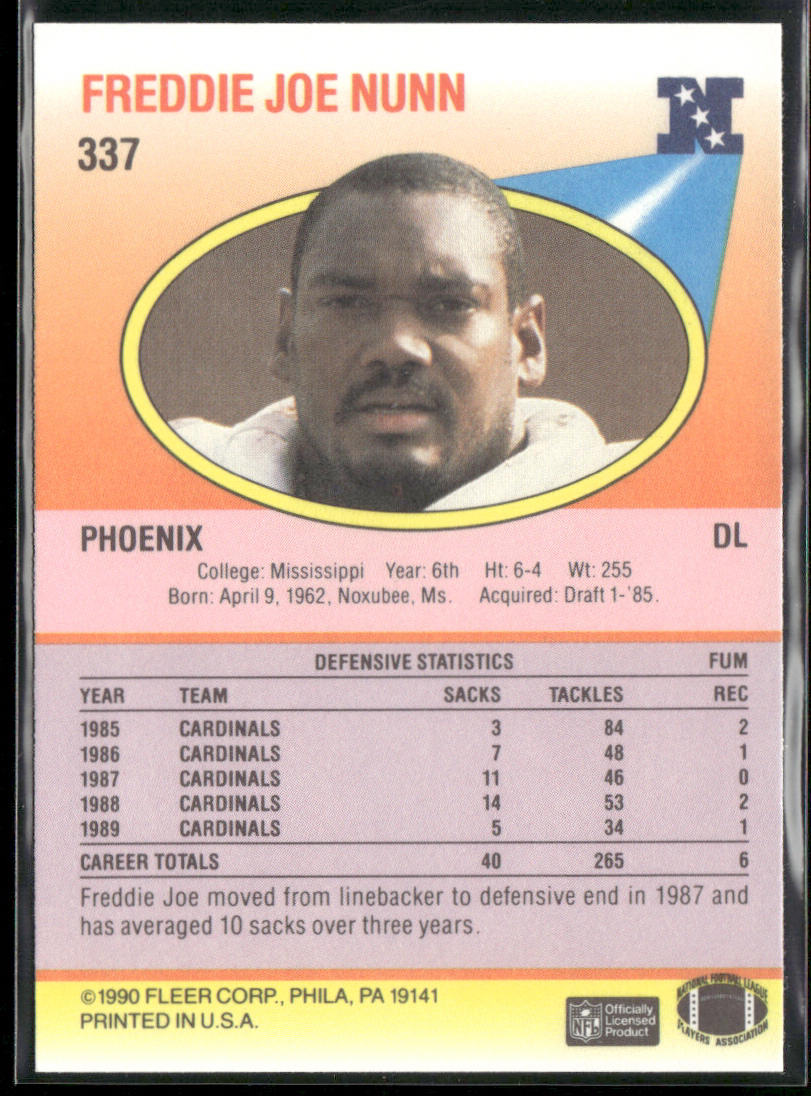 Freddie Joe Nunn 1990 Fleer #337 Phoenix Cardinals