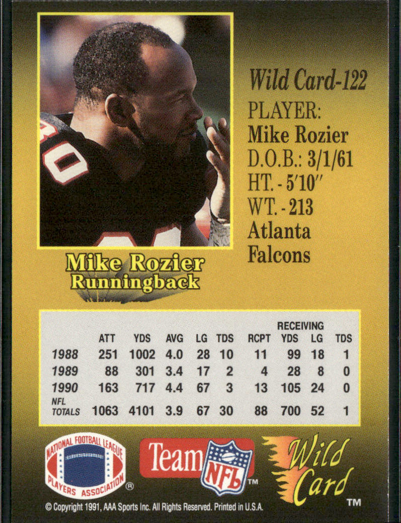 Mike Rozier 1991 Wild Card #122 Atlanta Falcons