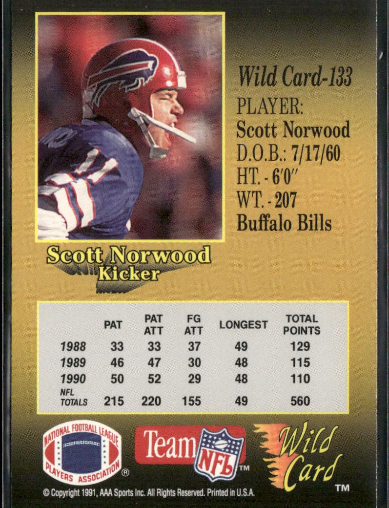 Scott Norwood 1991 Wild Card #133 Buffalo Bills