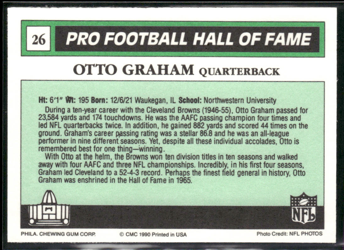 Otto Graham 1990 Swell Greats #26 Cleveland Browns