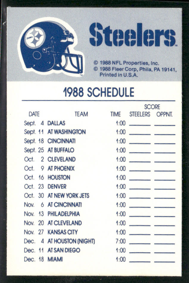 Pittsburgh Steelers Helmet 1988 Fleer Team Action Stickers #NNO