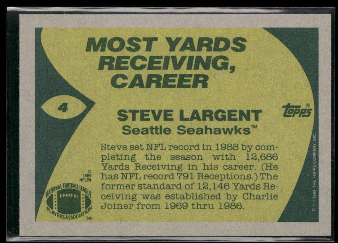 Steve Largent 1989 Topps #4 Seattle Seahawks