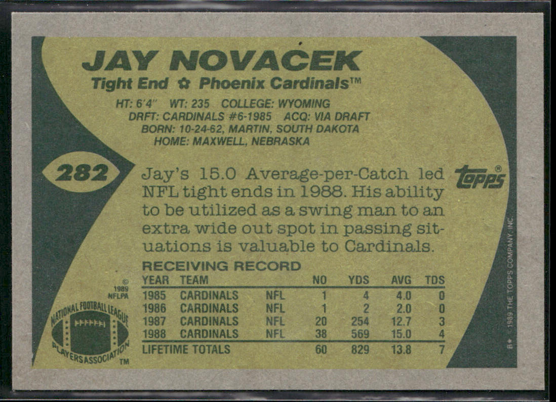 Jay Novacek 1989 Topps #282 RC Phoenix Cardinals