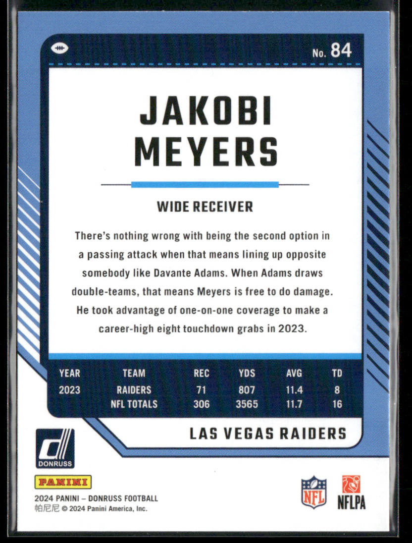Jakobi Meyers 2024 Donruss #84 Las Vegas Raiders back
