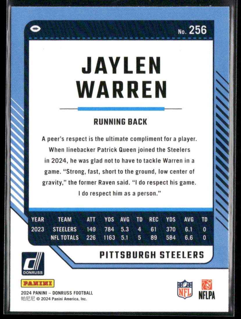 Jaylen Warren 2024 Donruss #256 Pittsburgh Steelers back