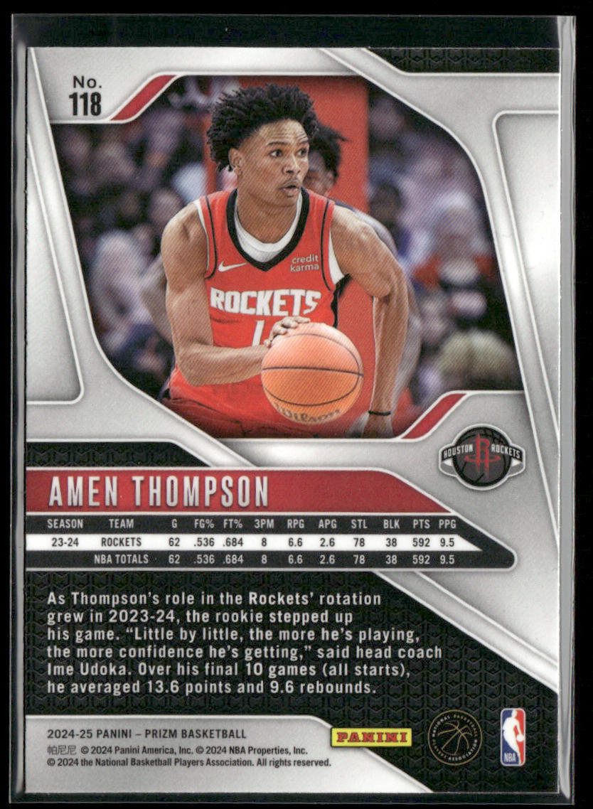 Amen Thompson 2024-25 Panini Prizm #118 Houston Rockets