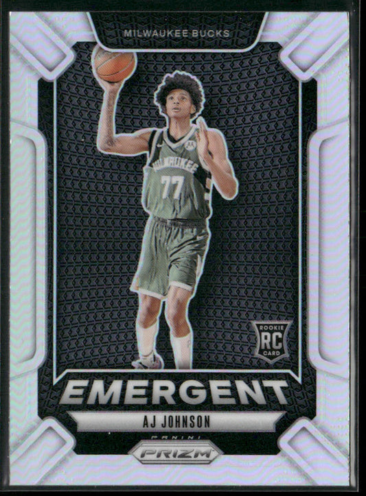 AJ Johnson 2024-25 Panini Prizm Emergent Prizms Silver #15 Milwaukee Bucks