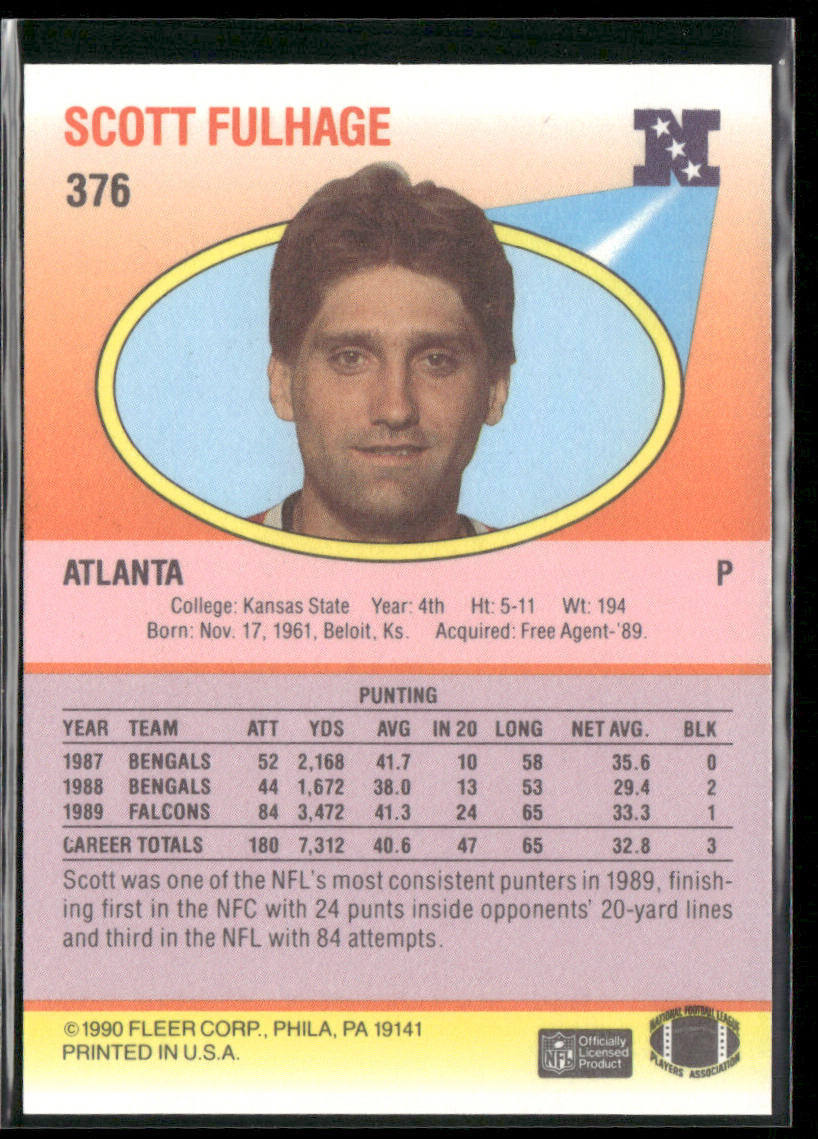 Scott Fulhage 1990 Fleer #376 Atlanta Falcons back