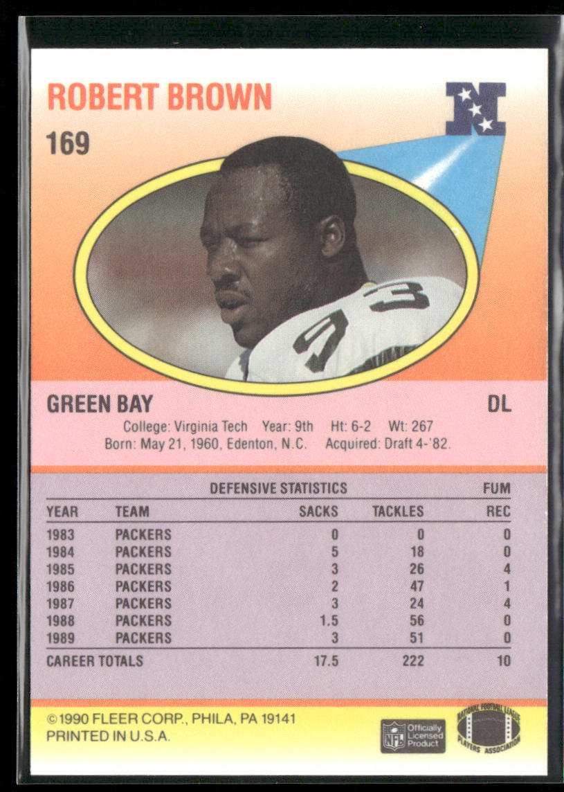 Robert Brown 1990 Fleer #169 RC Green Bay Packers back