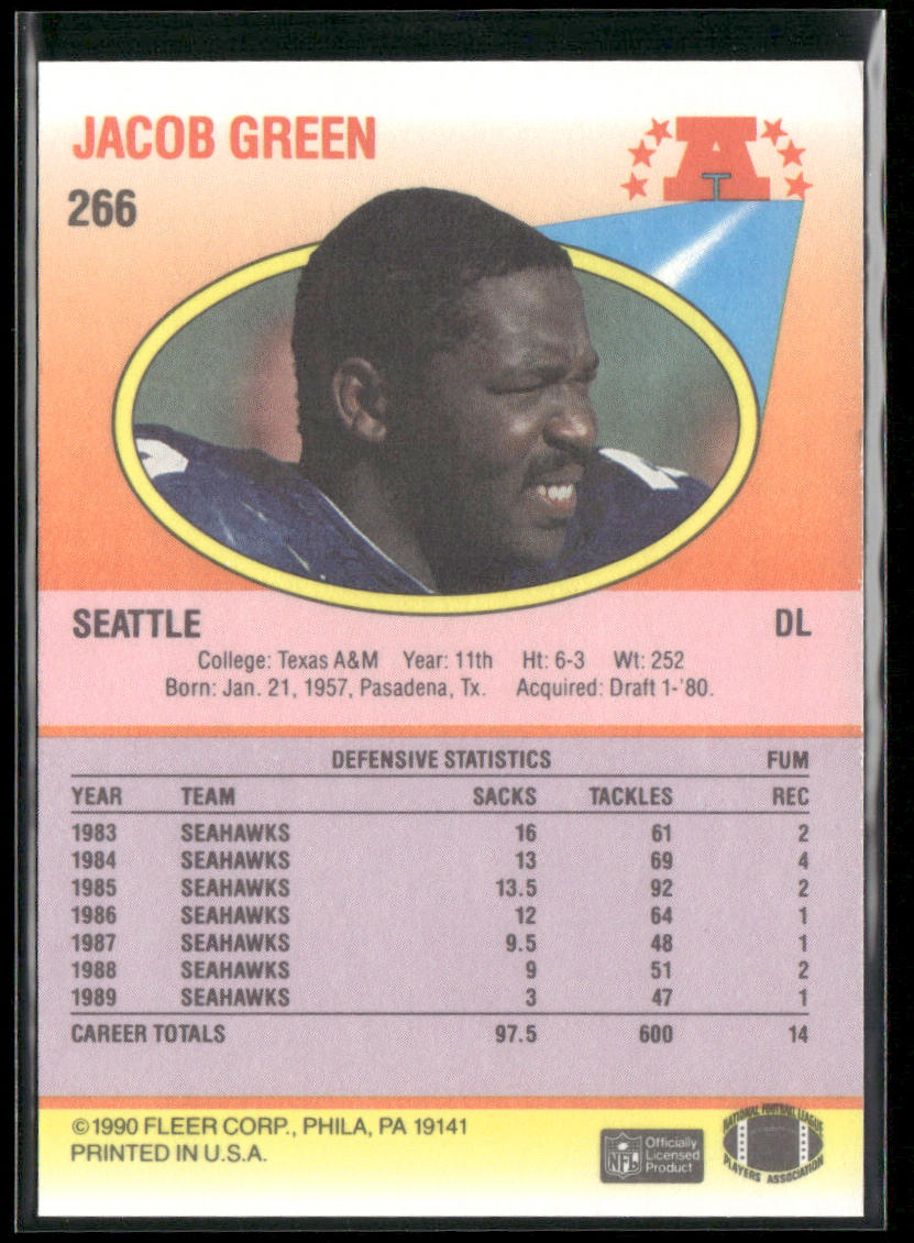 Jacob Green 1990 Fleer #266 Seattle Seahawks back