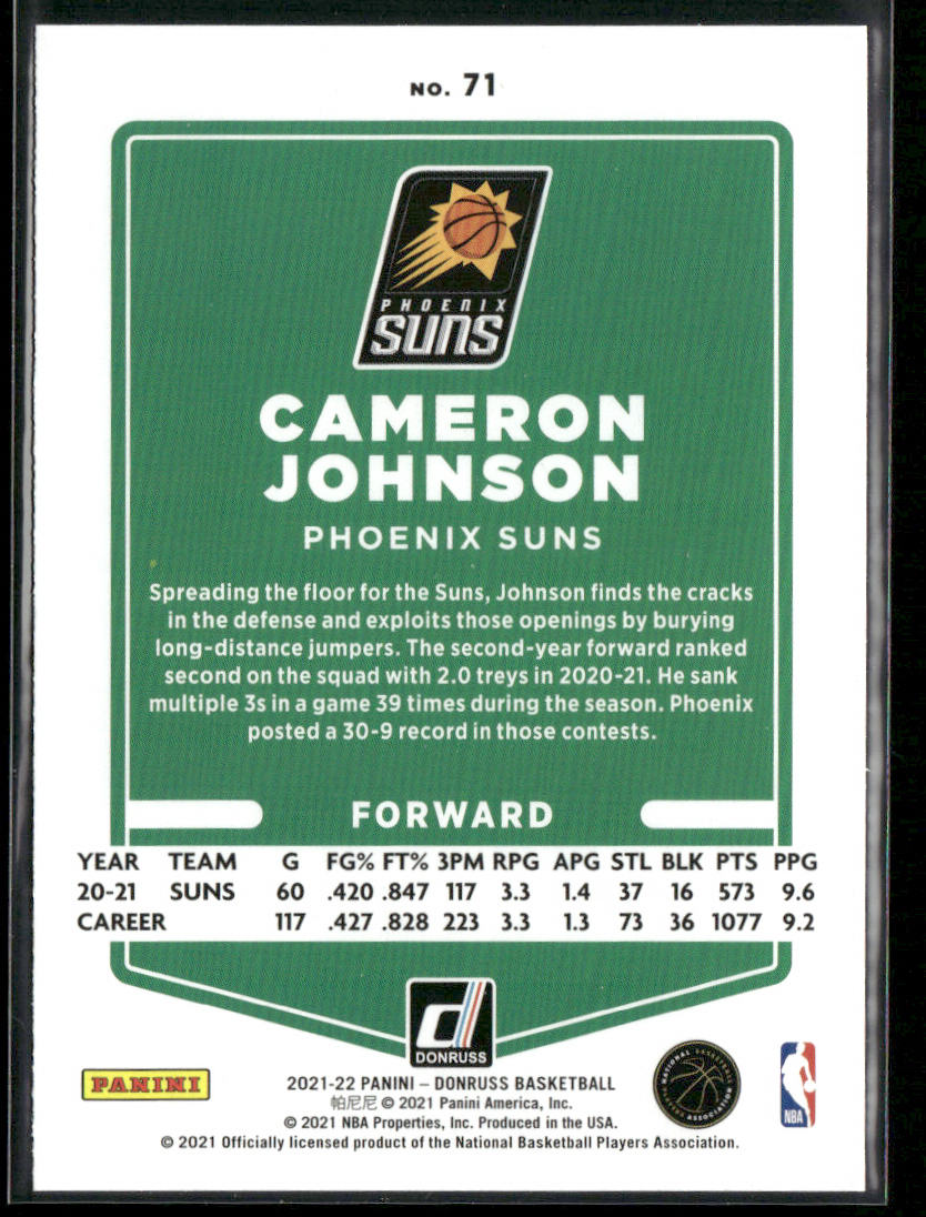 Cameron Johnson 2021-22 Donruss #71 Phoenix Suns