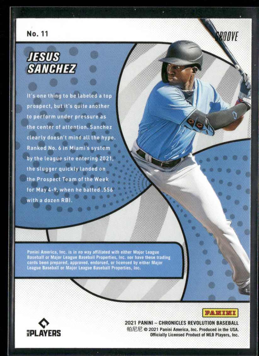 Jesus Sanchez 2021 Panini Chronicles Revolution Groove #11 Miami Marlins