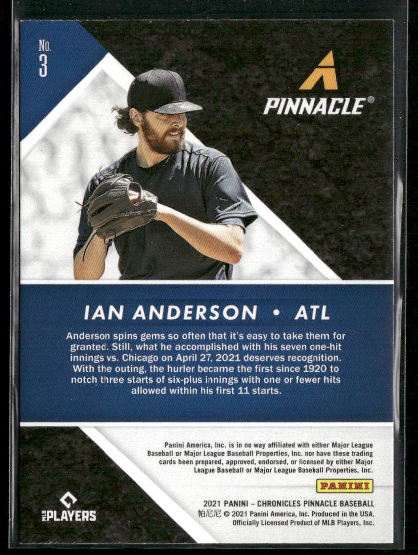 Ian Anderson 2021 Panini Chronicles Pinnacle #3 Atlanta Braves