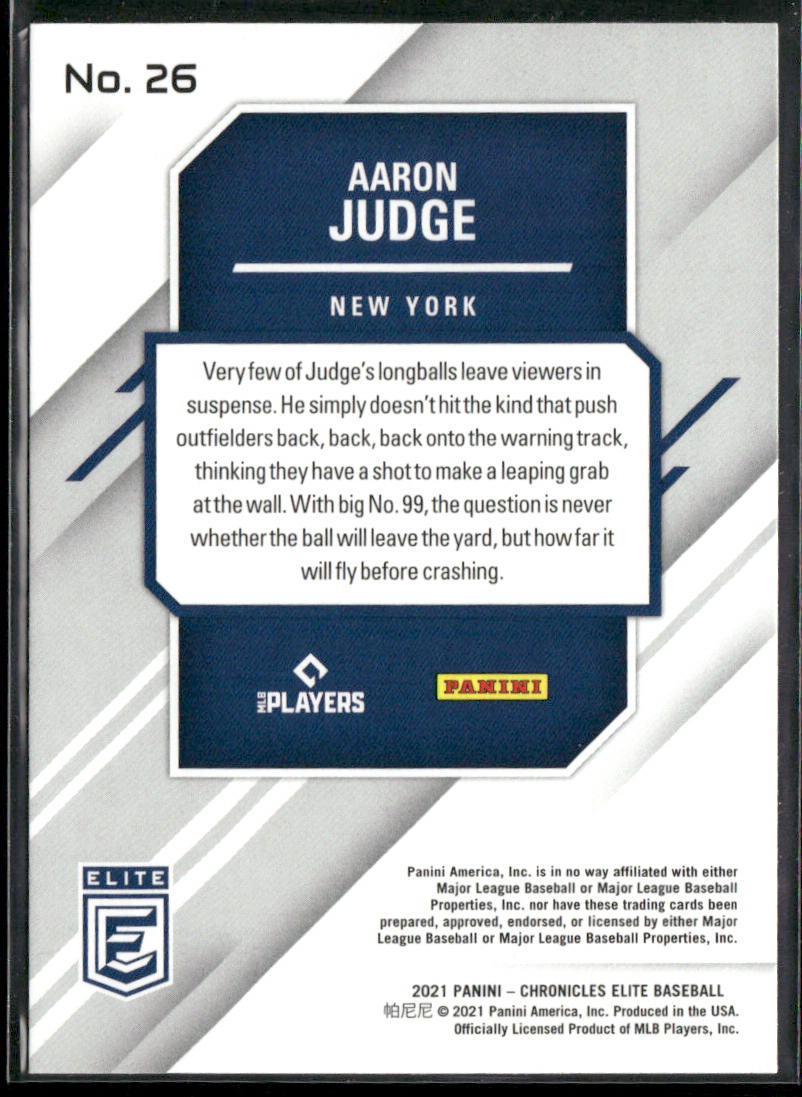 Aaron Judge 2021 Panini Chronicles Elite #26 New York Yankees