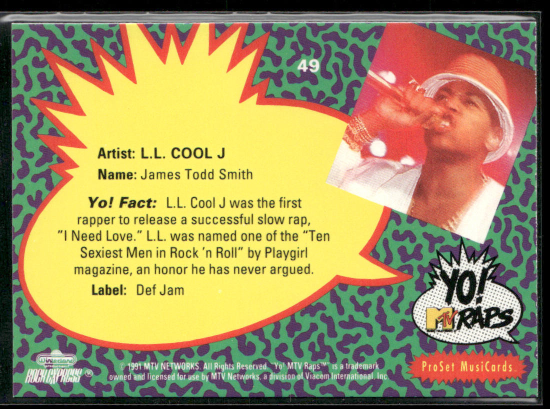 L.L. Cool J 1991 Pro Set Yo! MTV Raps #49