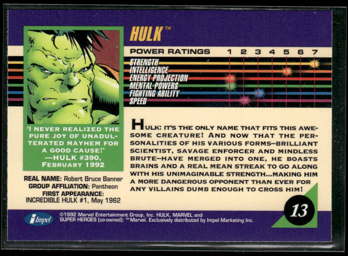 Hulk 1992 Impel Marvel Universe #13