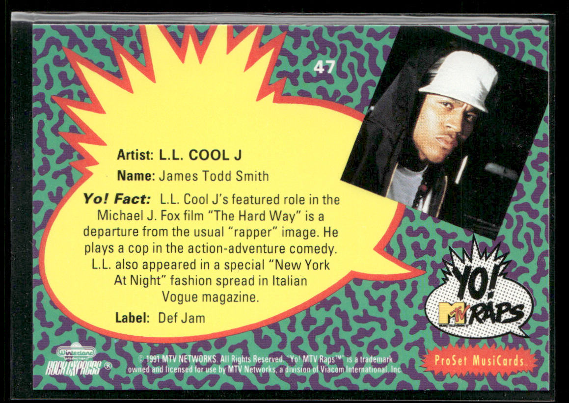 L.L. Cool J 1991 Pro Set Yo! MTV Raps #47