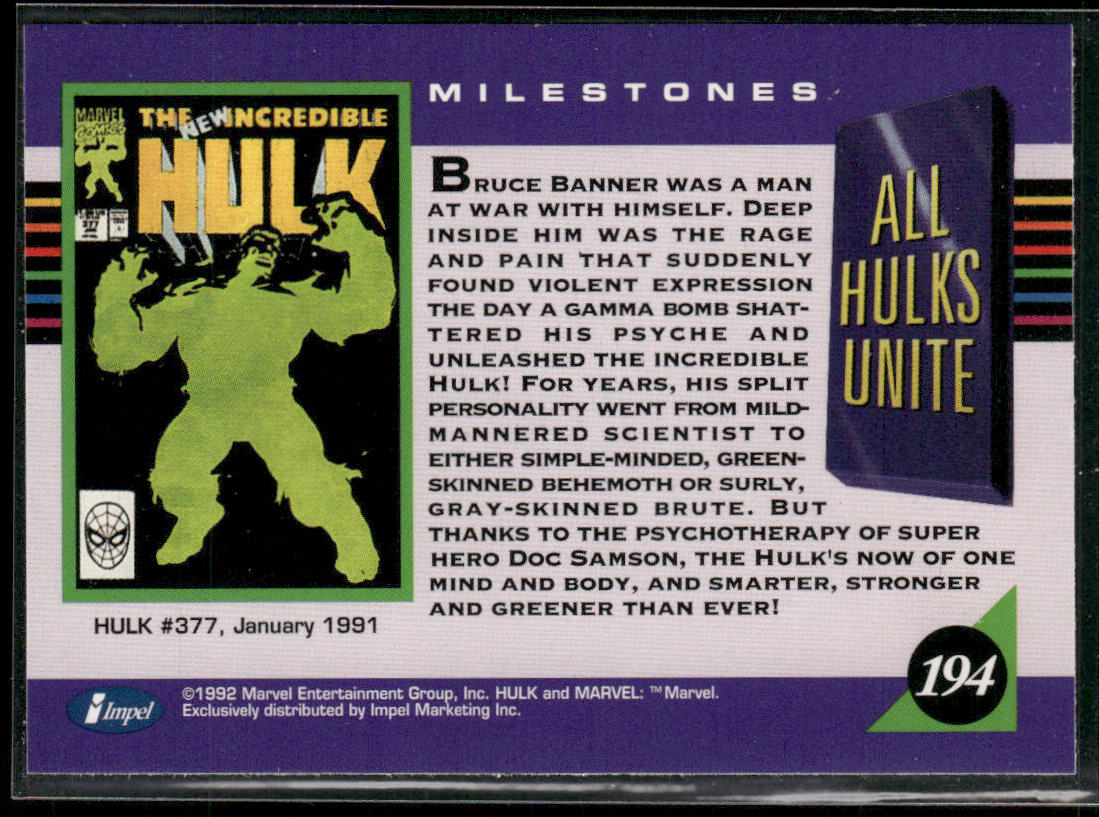 All Hulks Unite 1992 Impel Marvel Universe #194