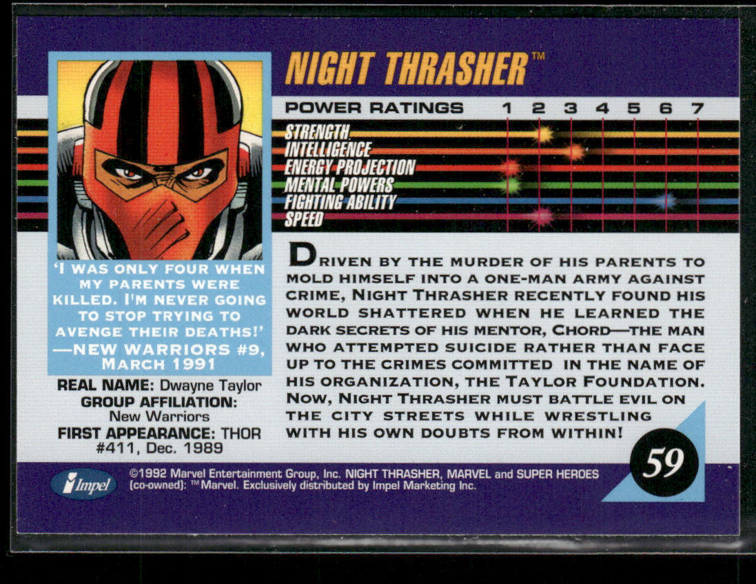 Night Thrasher 1992 Impel Marvel Universe #59