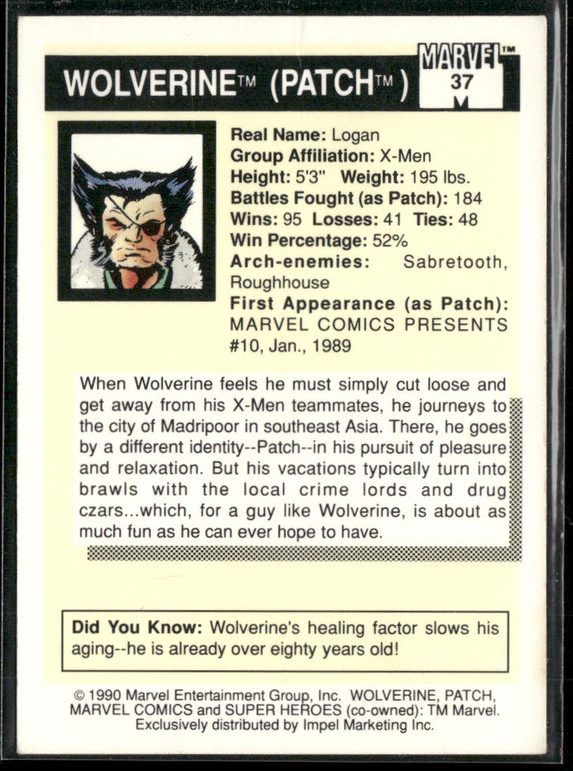 Wolverine 1990 Impel Marvel Universe #37