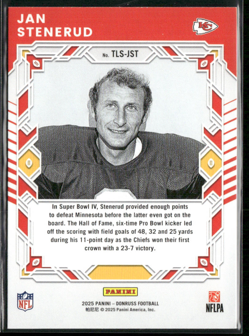 Jan Stenerud 2025 Donruss The Legend Series #TLS-JST Kansas City Chiefs