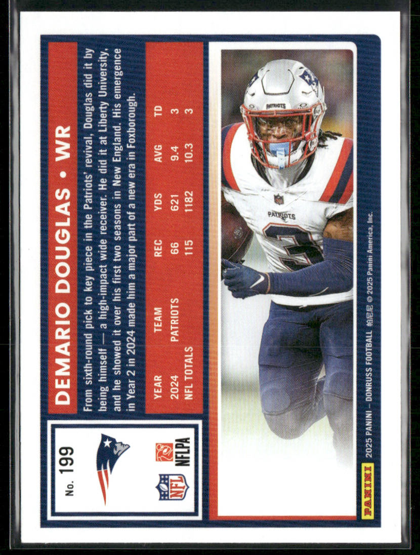 Demario Douglas 2025 Donruss Press Proofs Purple #199 New England Patriots