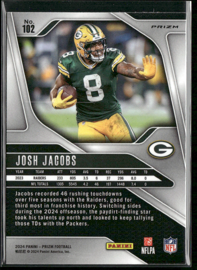 Josh Jacobs 2024 Panini Prizm Pink Wave #102 Green Bay Packers