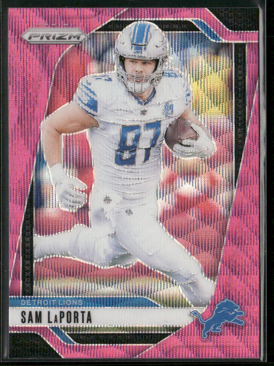 Sam LaPorta 2024 Panini Prizm Pink Wave #96 Detroit Lions