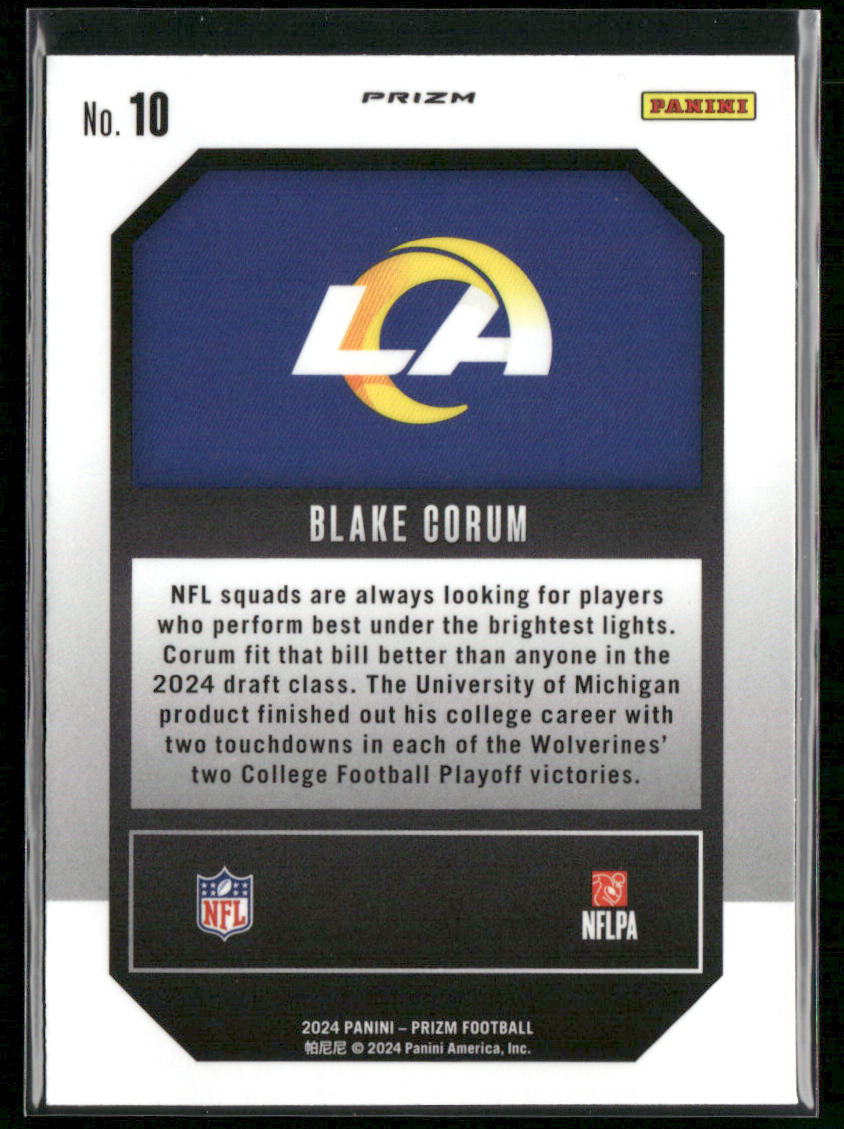 Blake Corum 2024 Panini Prizm Emergent Green Wave Prizm #10 Los Angeles Rams