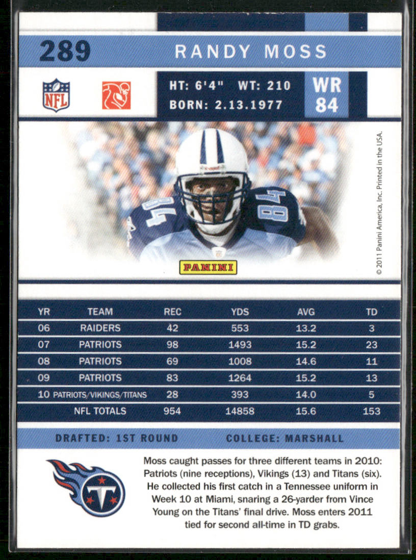 Randy Moss 2011 Score #289 Tennessee Titans