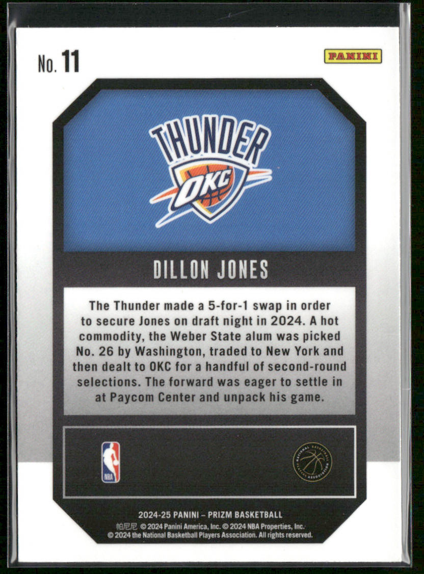 Dillon Jones 2024-25 Panini Prizm Emergent #11 Oklahoma City Thunder