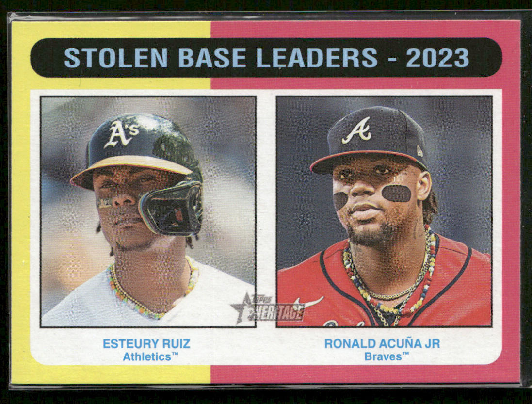 Stolen Base Leaders - 2023 (Ruiz / Ronald Acuña Jr.) 2024 Topps Heritage #309