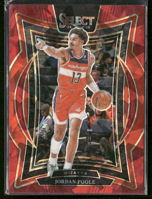 Jordan Poole 2024-25 Panini Select Red Cracked Ice Prizm #17 Washington Wizards