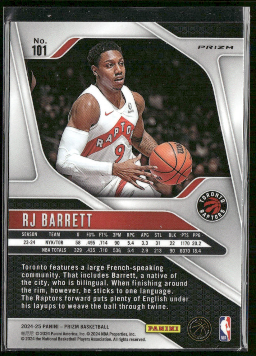 RJ Barrett 2024-25 Panini Prizm Prizms Green #101 Toronto Raptors
