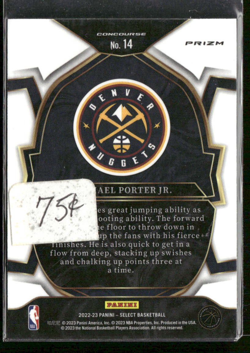 Michael Porter Jr. 2022-23 Panini Select Blue Cracked Ice Prizms #14 Nuggets