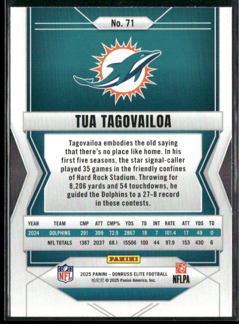 Tua Tagovailoa 2025 Donruss Elite #71 Miami Dolphins