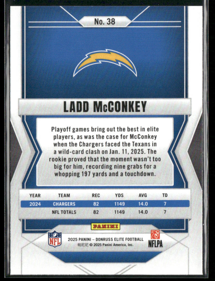 Ladd McConkey 2025 Donruss Elite #38 Los Angeles Chargers