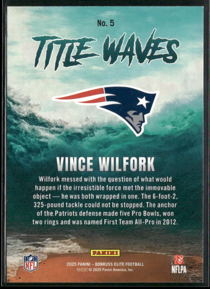 Vince Wilfork 2025 Donruss Elite Title Waves #5 New England Patriots