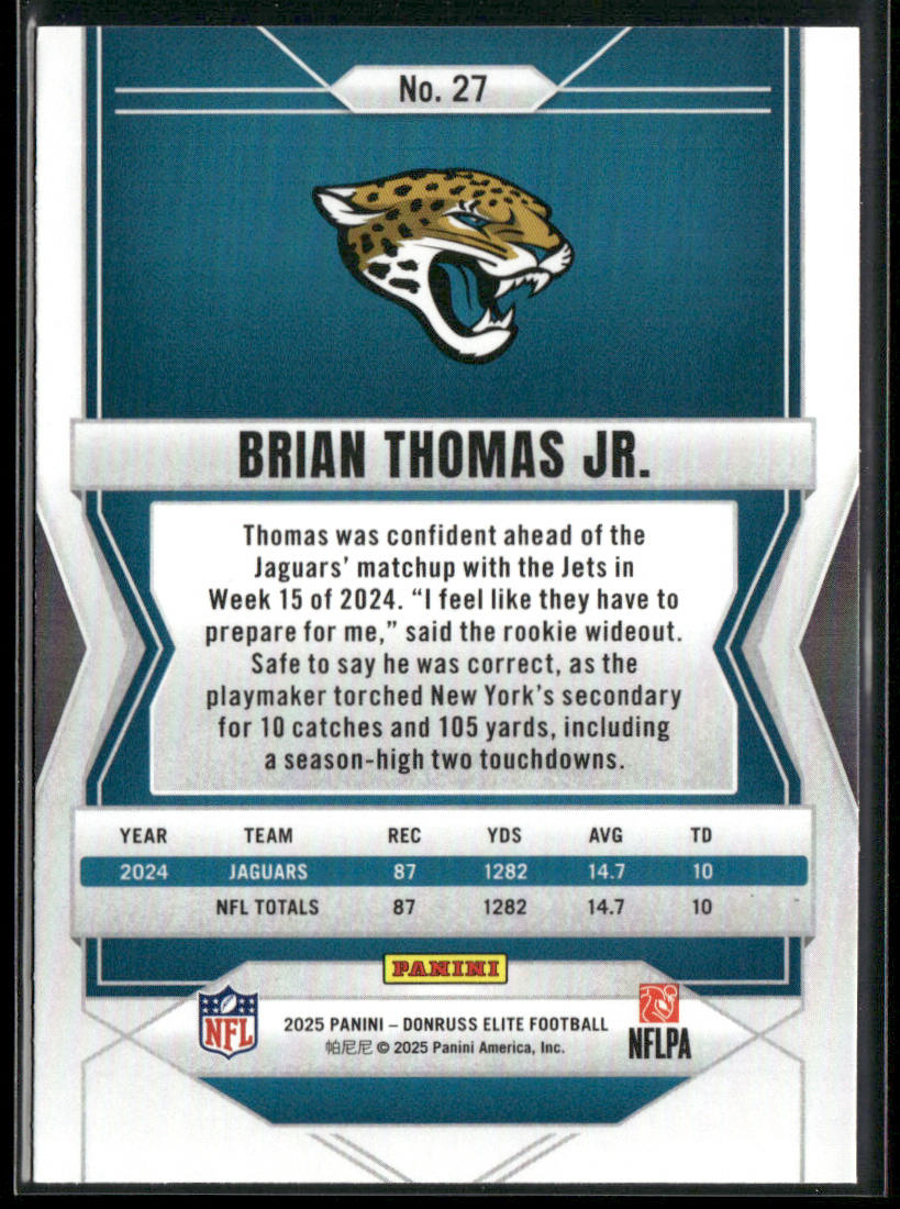 Brian Thomas Jr. 2025 Donruss Elite #27 Jacksonville Jaguars