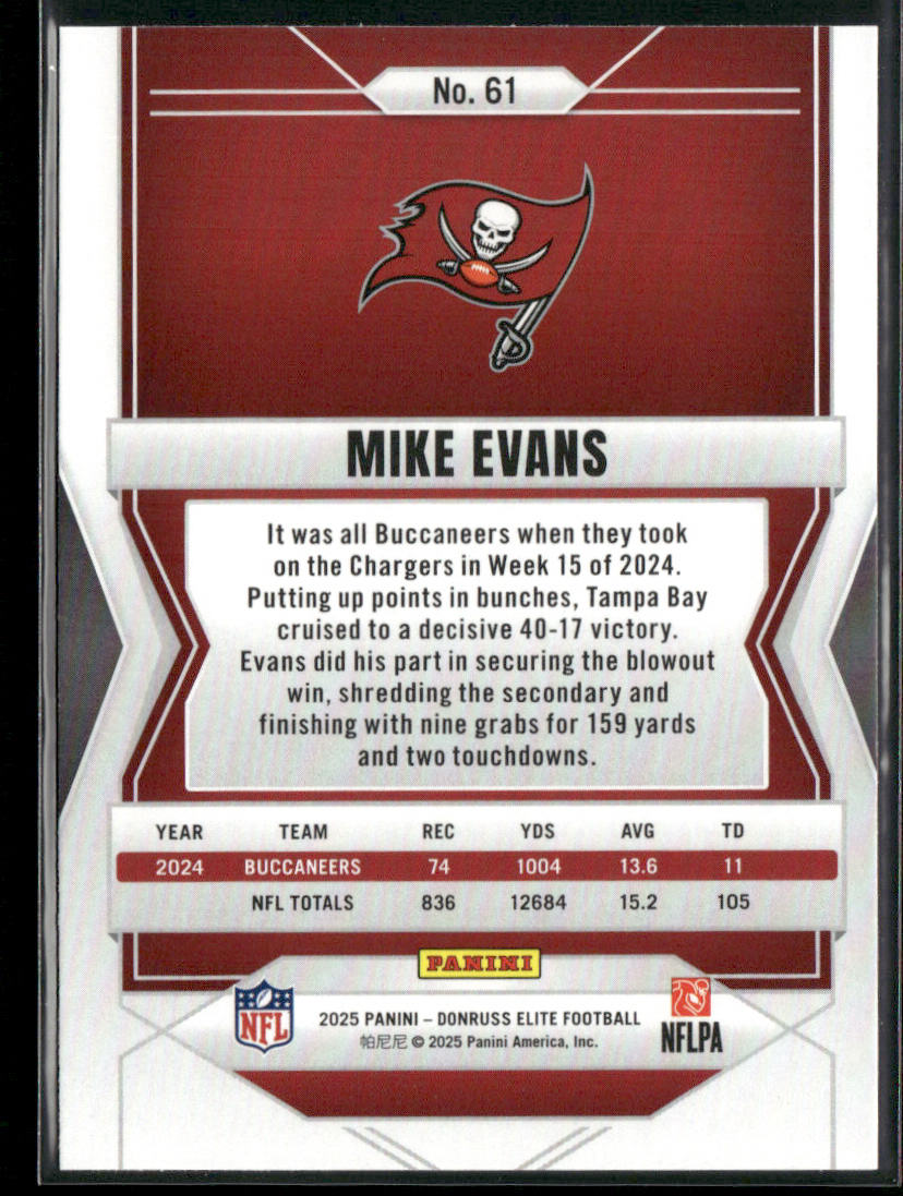 Mike Evans 2025 Donruss Elite #61 Tampa Bay Buccaneers
