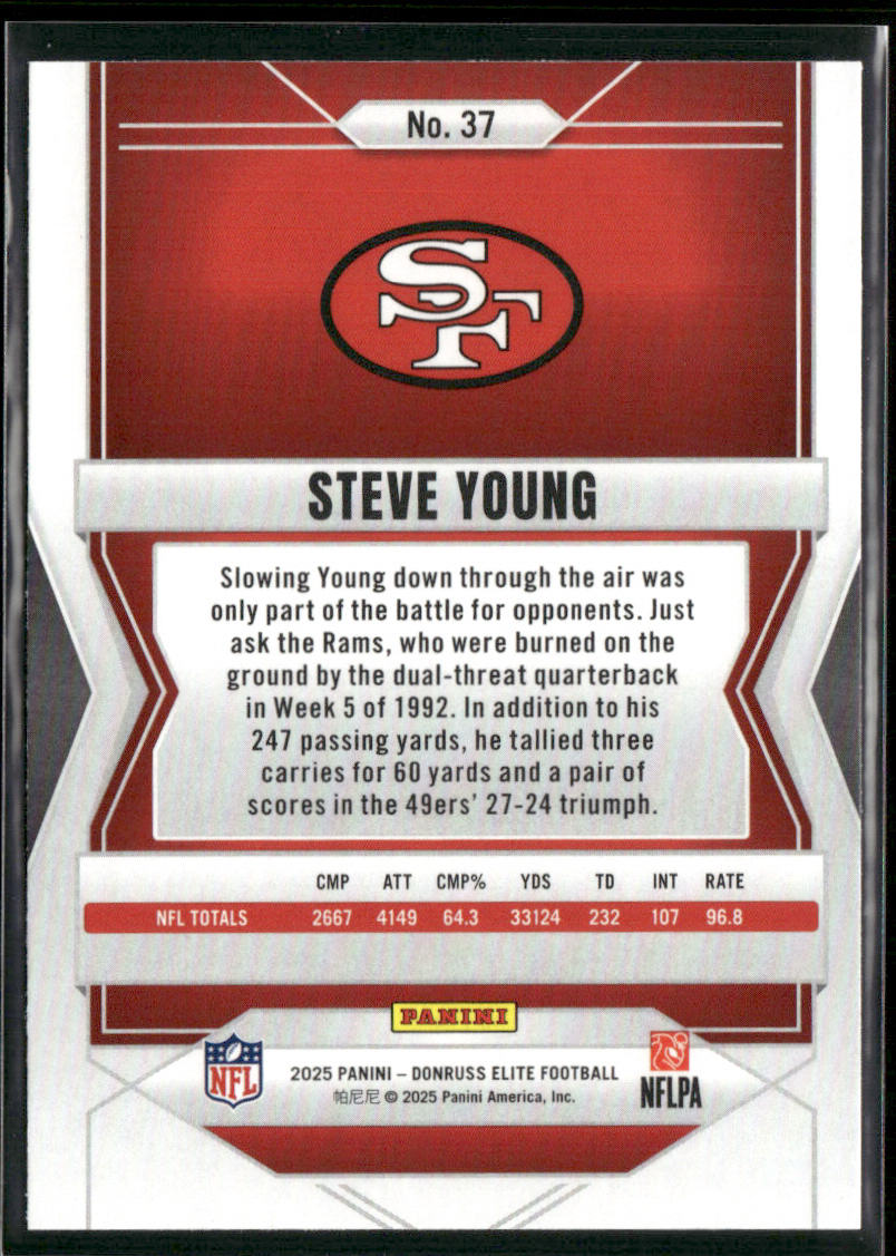 Steve Young 2025 Donruss Elite #37 San Francisco 49ers